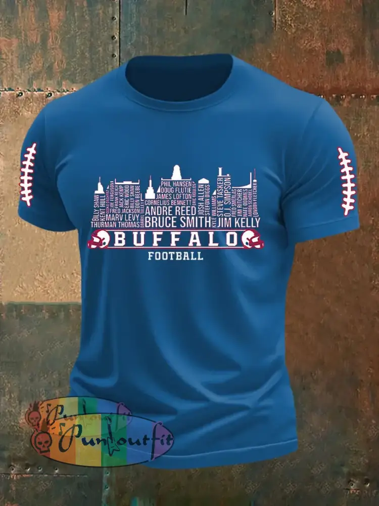 Men’s Go Buffalo Football Fans Lovers Gameday Casual Short Sleeve T-shirt Blue / S