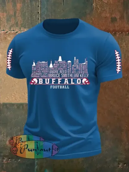 Men’s Go Buffalo Football Fans Lovers Gameday Casual Short Sleeve T-shirt Blue / S