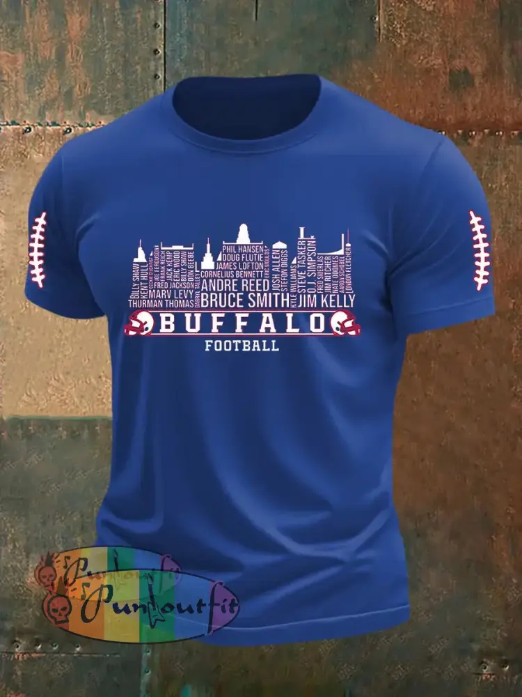 Men’s Go Buffalo Football Fans Lovers Gameday Casual Short Sleeve T-shirt Royal Blue / S