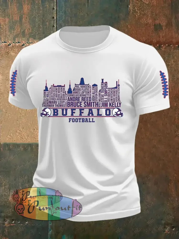 Men’s Go Buffalo Football Fans Lovers Gameday Casual Short Sleeve T-shirt White / S