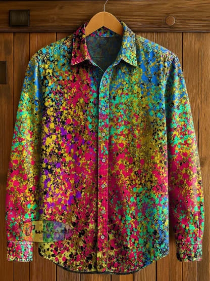 Men’s Psychedelic Print Casual Long Sleeved Shirt Multicolour / S
