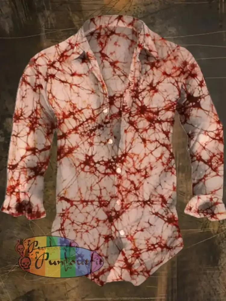 Men’s Retro Abstract Print Casual Shirt Long Sleeve Colorful / S