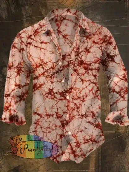 Men’s Retro Abstract Print Casual Shirt Long Sleeve Colorful / S