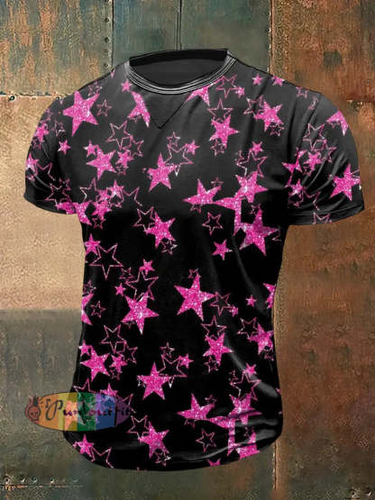 Men’s Retro Dark Stars Casual Short Sleeve Shirt