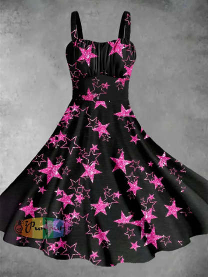 Men’s Retro Dark Stars Casual Short Sleeve Shirt Dress / S