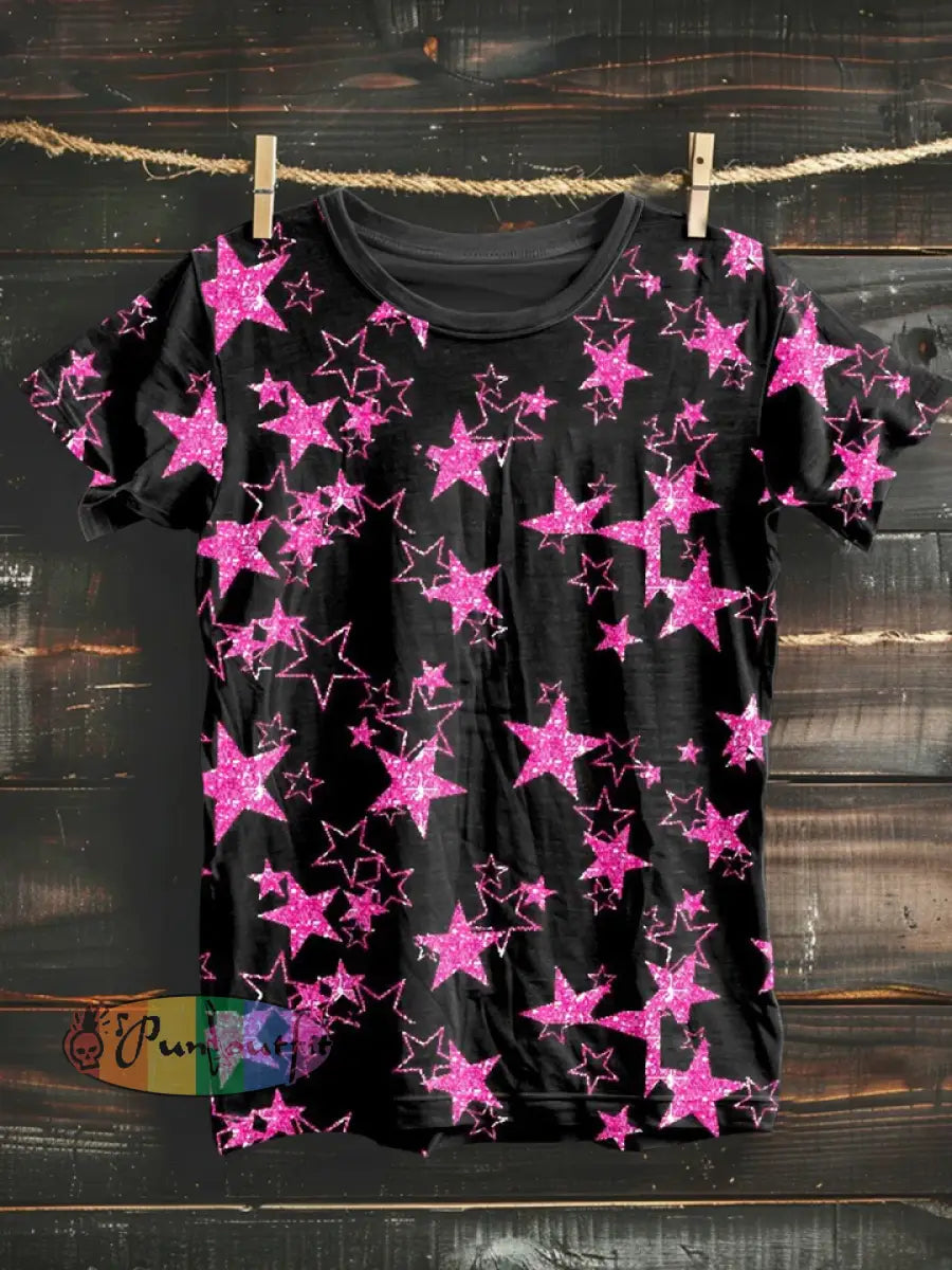 Men’s Retro Dark Stars Casual Short Sleeve Shirt T-Shirt / S