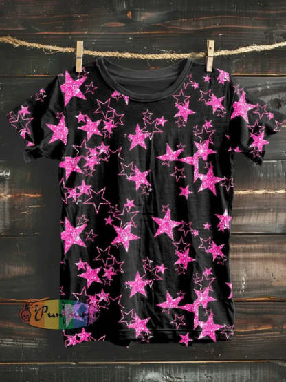 Men’s Retro Dark Stars Casual Short Sleeve Shirt T-Shirt / S