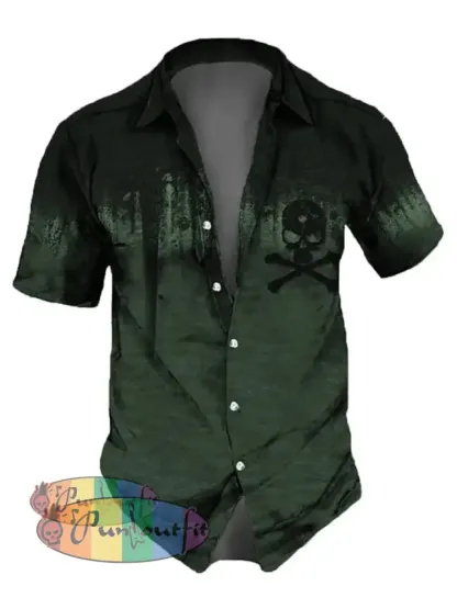 Men’s Retro Dark Style Skull Print Shirt Shirts