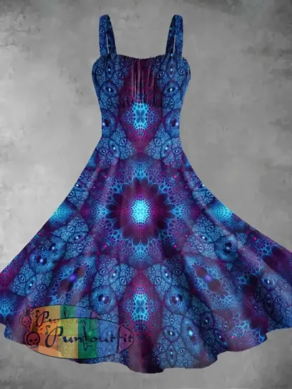 Men’s Retro Hippie Psychedelic Mandala Abstract Print Casual Long Sleeve Shirt Dress / S