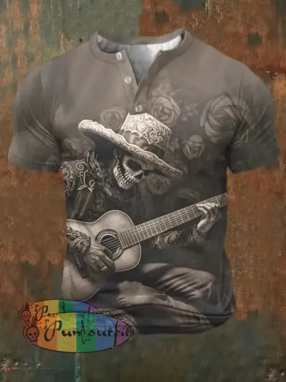 Men’s Retro Western Art Print Casual T-Shirt As Shown / S T-Shirts