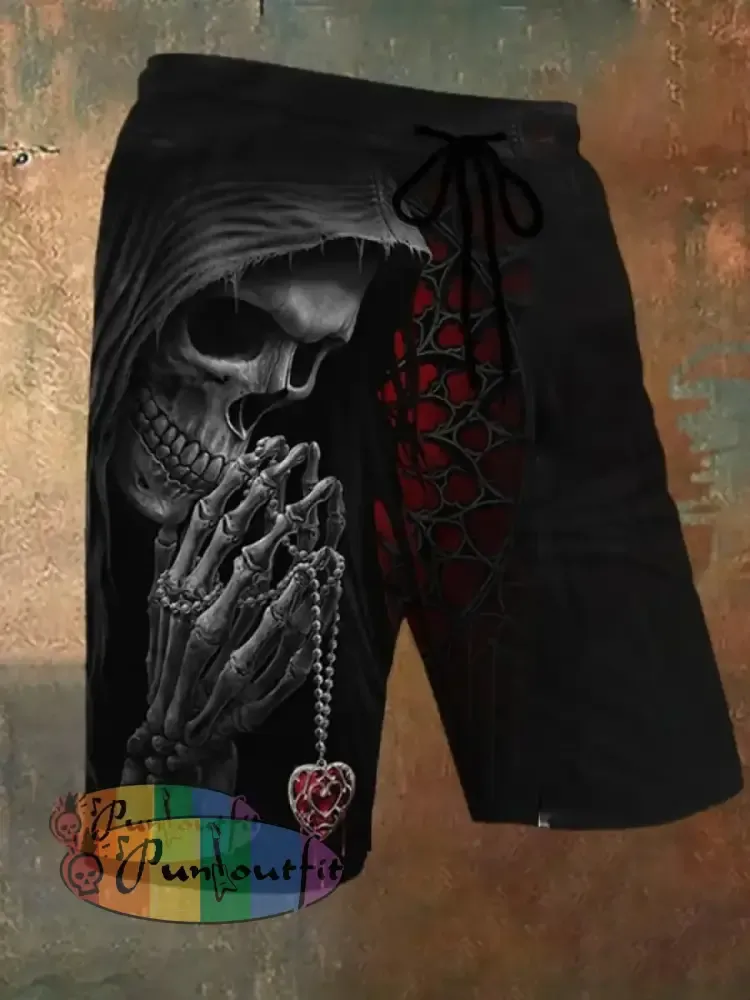 Men’s Skull Casual Shorts Black / S Shorts
