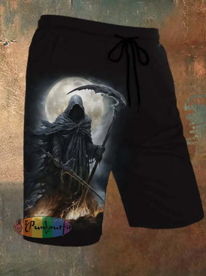 Men’s Skull Casual Shorts Black / S Shorts