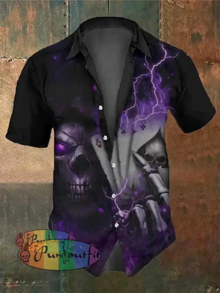 Men’s Skull Faith Vintage Short Sleeve Shirt Multicolor / S Shirts
