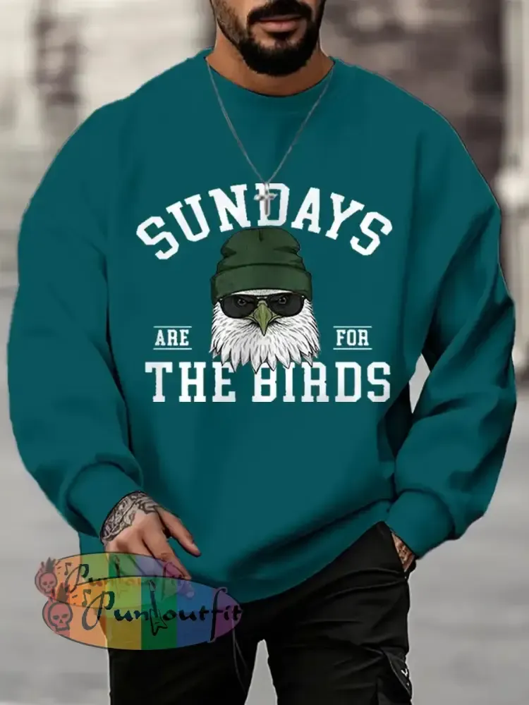 Men’s Sundays Are For The Birds Football Fans Lovers Gameday Casual Sweatshirt Blue Green / S