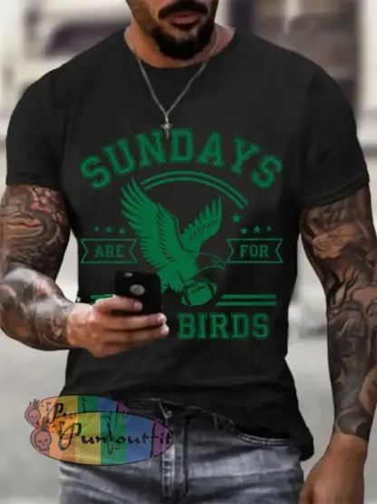 Men’s Sundays Are For The Birds Football Fans Lovers Gameday Casual Tee Black / S