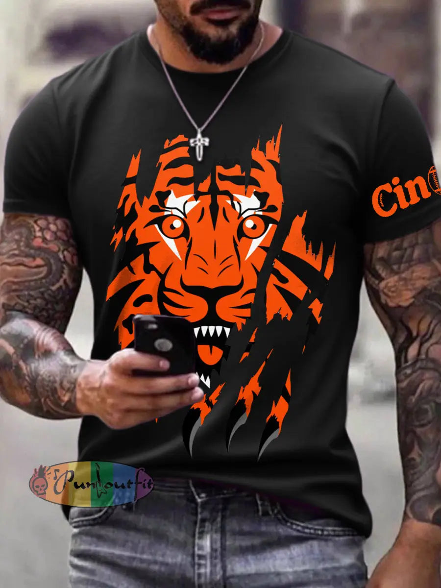 Men’s Tiger Print T-Shirt Black / S