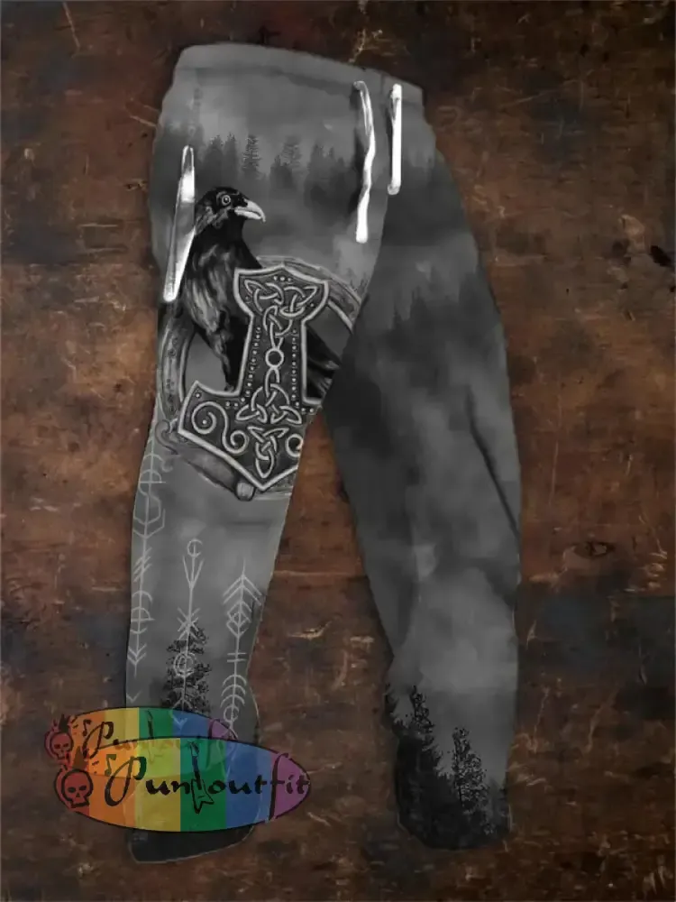 Men’s Viking Print Sweatpants As Shown / S Shorts