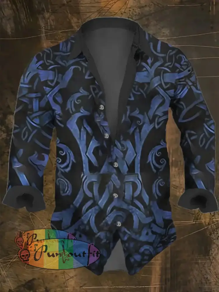 Men’s Vintage Dark Skull Print Long Sleeve Shirt Multicolor / S
