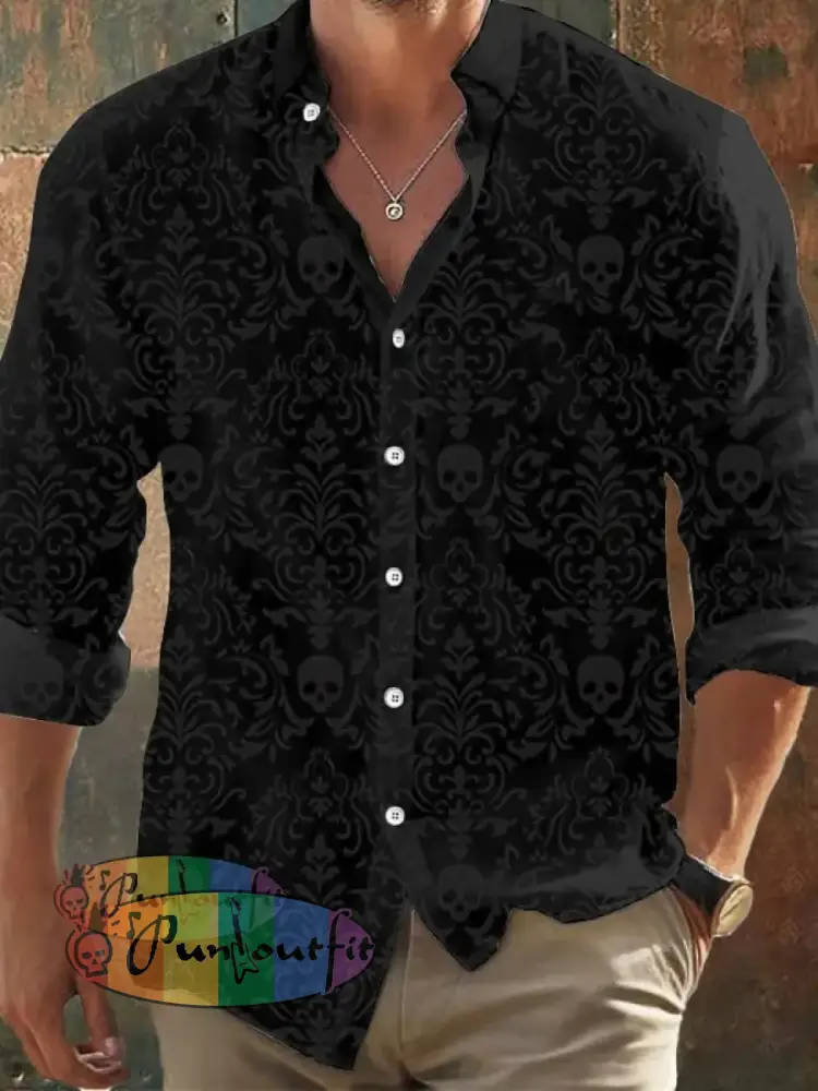 Men’s Vintage Skull Faith Long Sleeve Shirt As Shown / S Hot