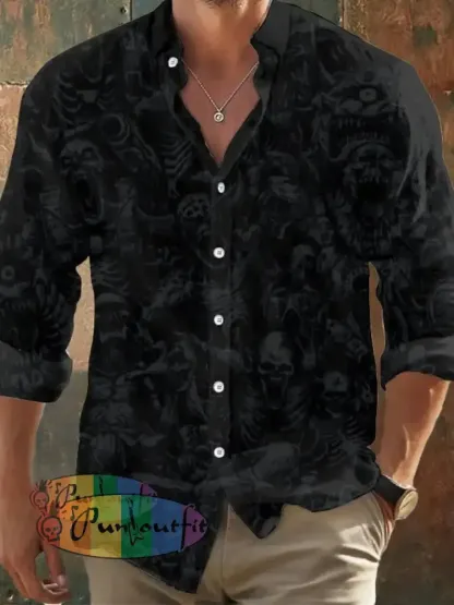 Men’s Vintage Skull Faith Long Sleeve Shirt As Shown / S Hot