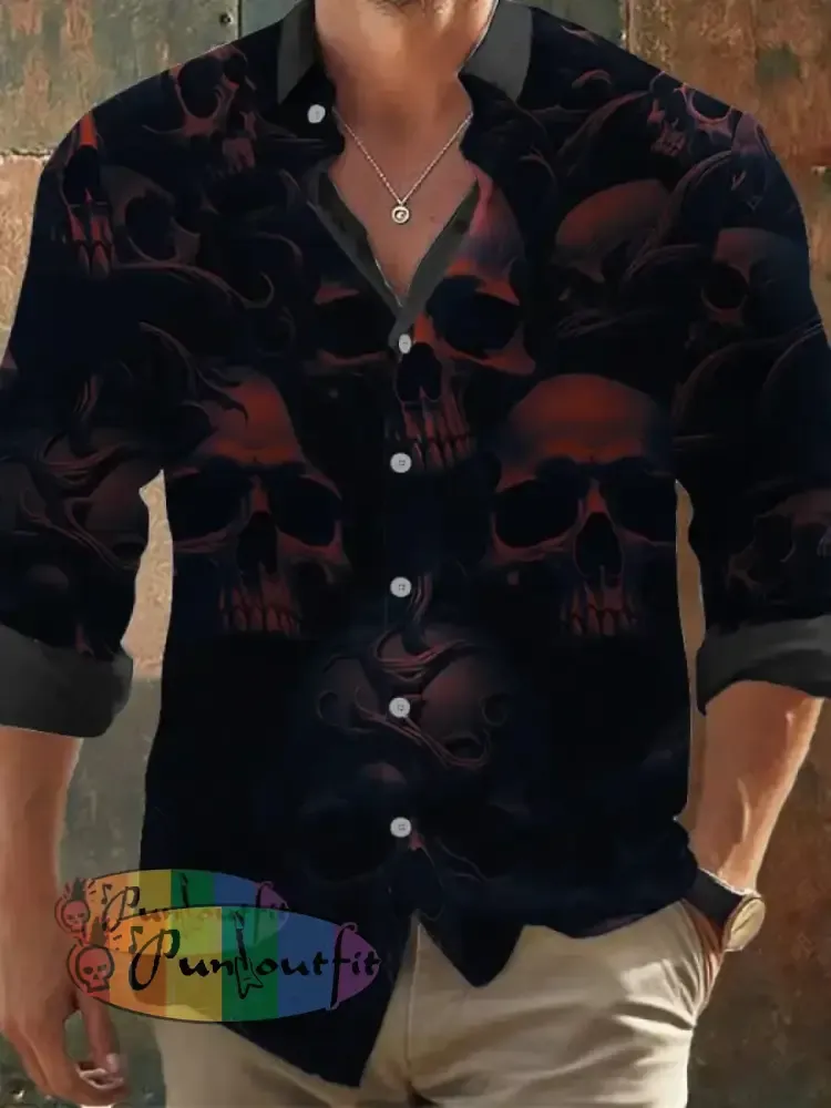 Men’s Vintage Skull Faith Long Sleeve Shirt Hot