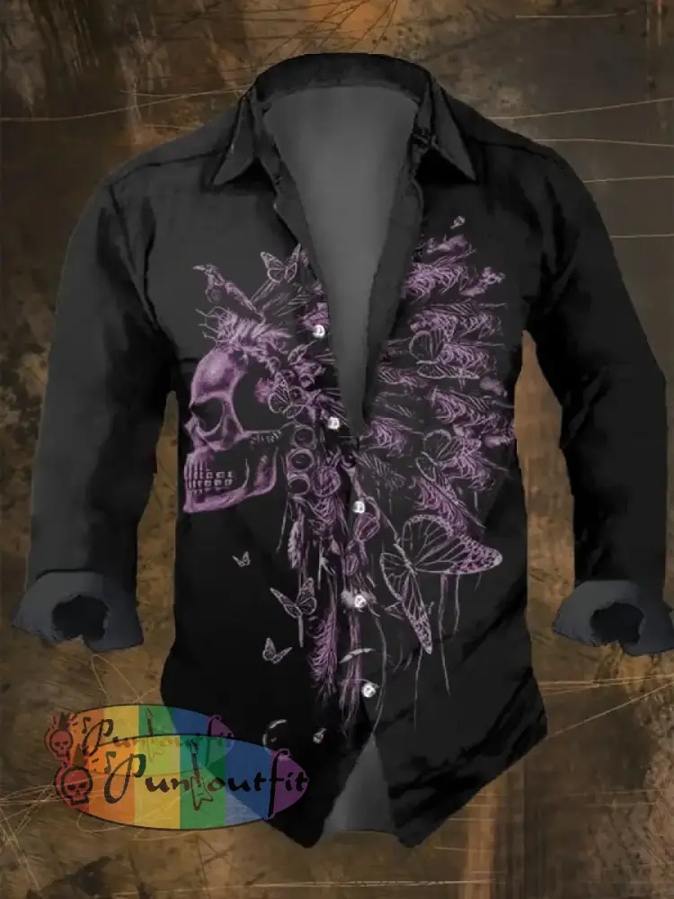 Men’s Vintage Skull Faith Long Sleeve Shirt Multicolor / S