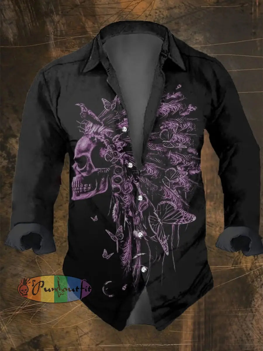 Men’s Vintage Skull Faith Long Sleeve Shirt Multicolor / S