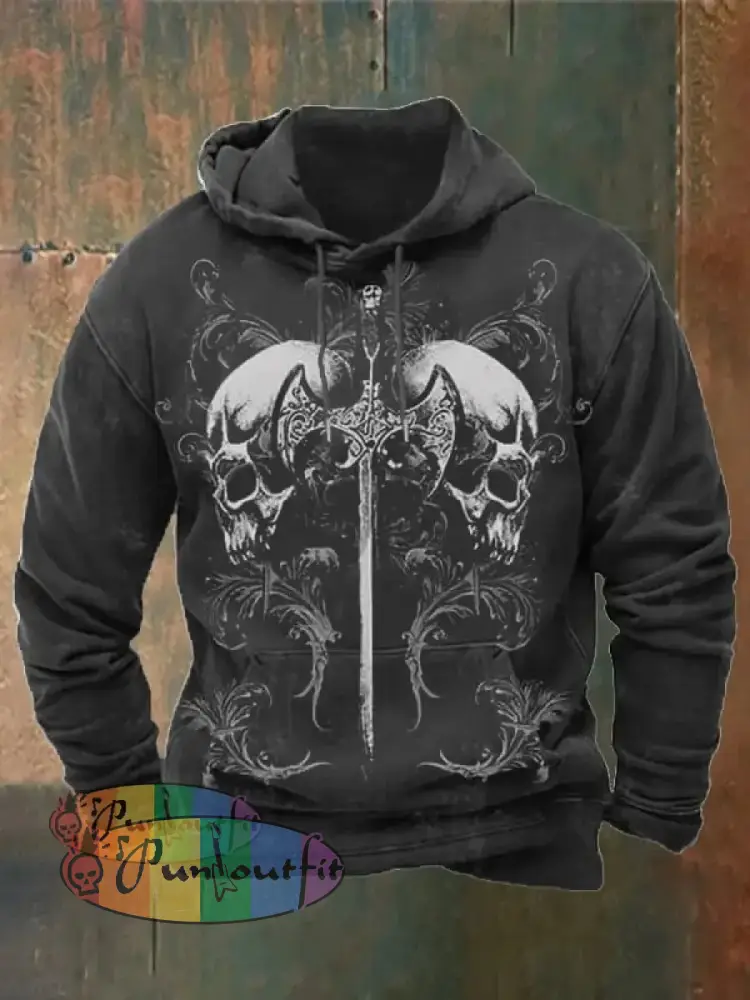 Men’s Vintage Skull Pocket Hoodie As Shown / S Hoodies&Sweatshirts