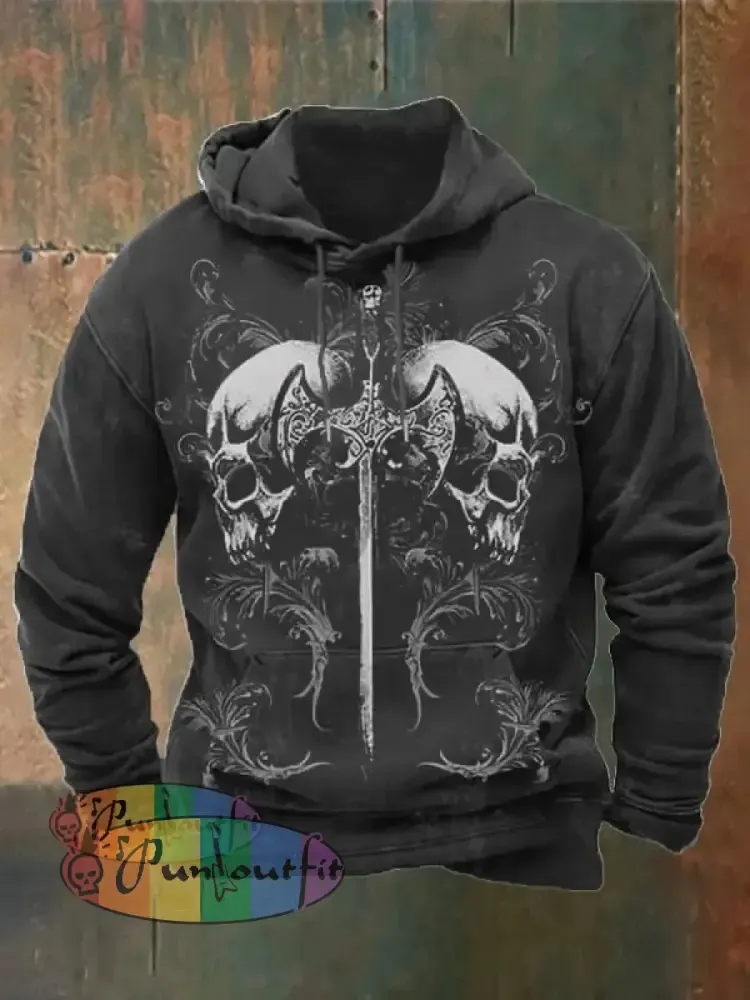 Men’s Vintage Skull Pocket Hoodie As Shown / S Hoodies&Sweatshirts