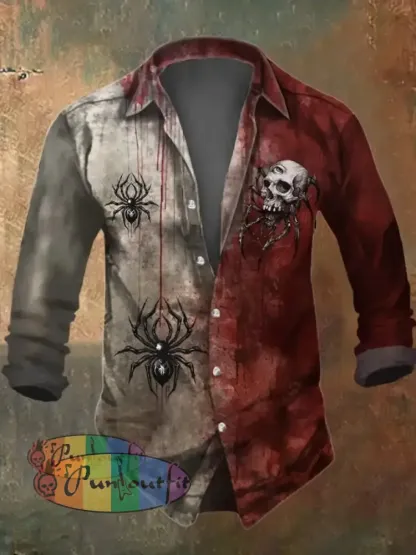 Men’s Vintage Skull Print Shirt Multicolor / S
