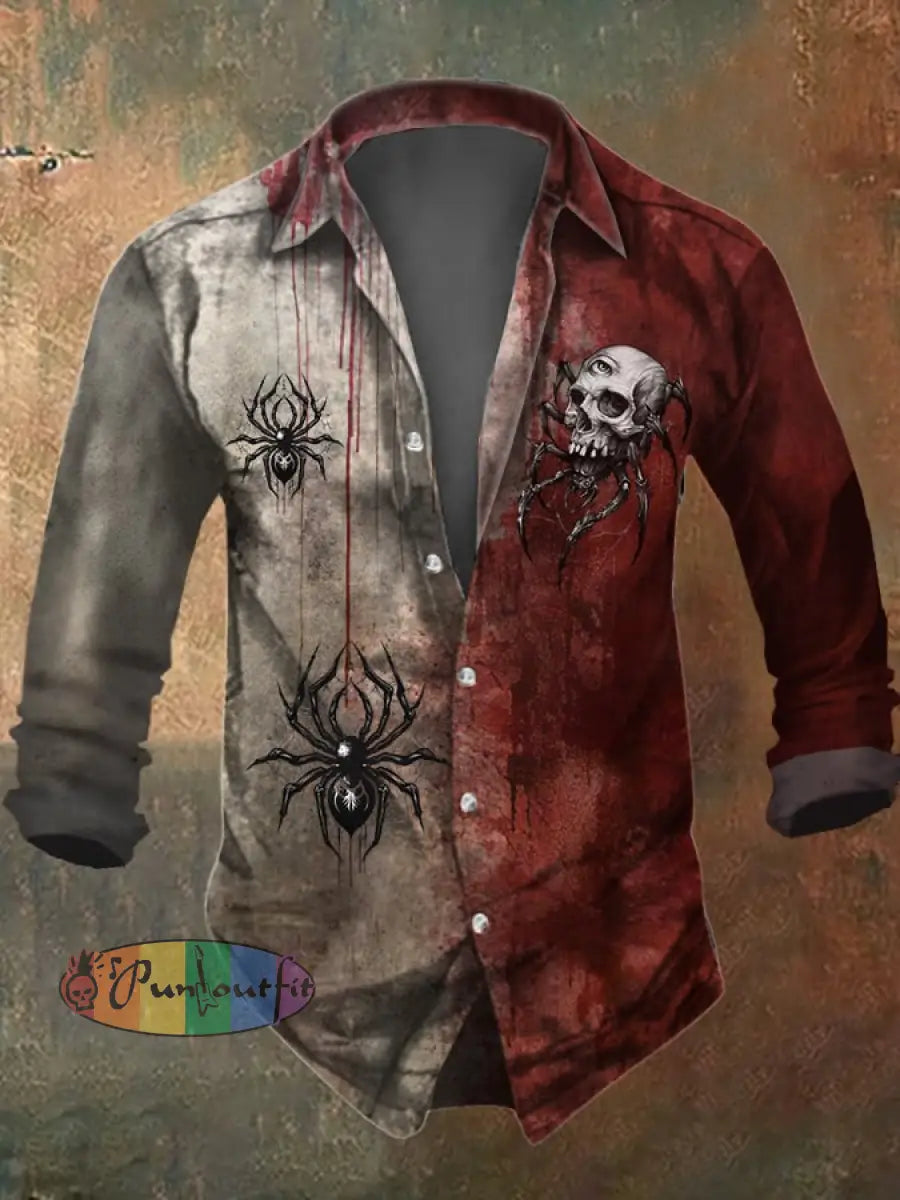 Men’s Vintage Skull Print Shirt Multicolor / S