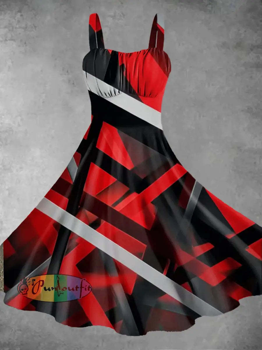 Men’s Vintage VH Guitar Line Illustration Abstract Print Casual Cotton Short Sleeve Shirt Dress / S