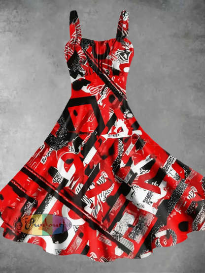 Men’s Vintage VH Guitar Lines Colourful 5150 Abstract Print Casual Cotton Short Sleeve Shirt Dress / S