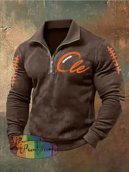 Men’sFootball Fans Lovers Gameday Casual Tops Brown / S