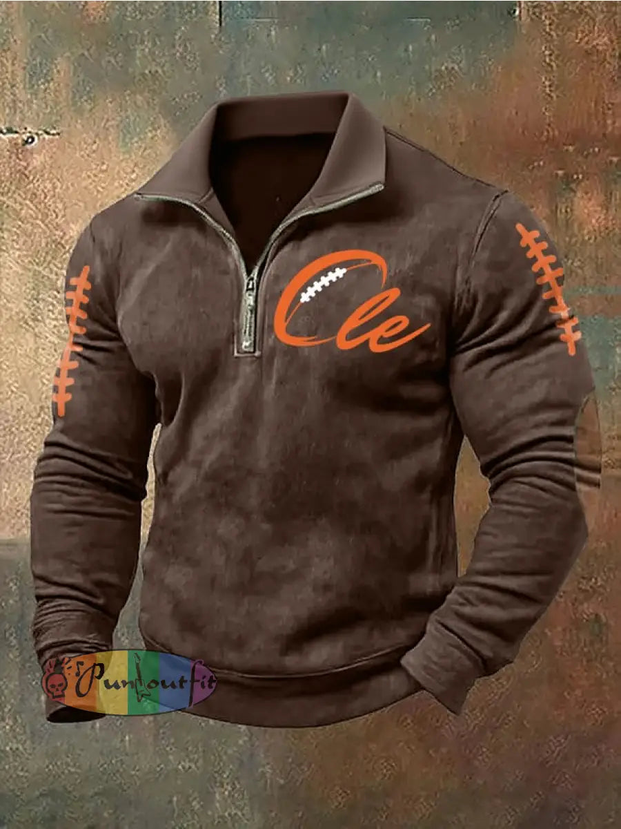 Men’sFootball Fans Lovers Gameday Casual Tops Brown / S