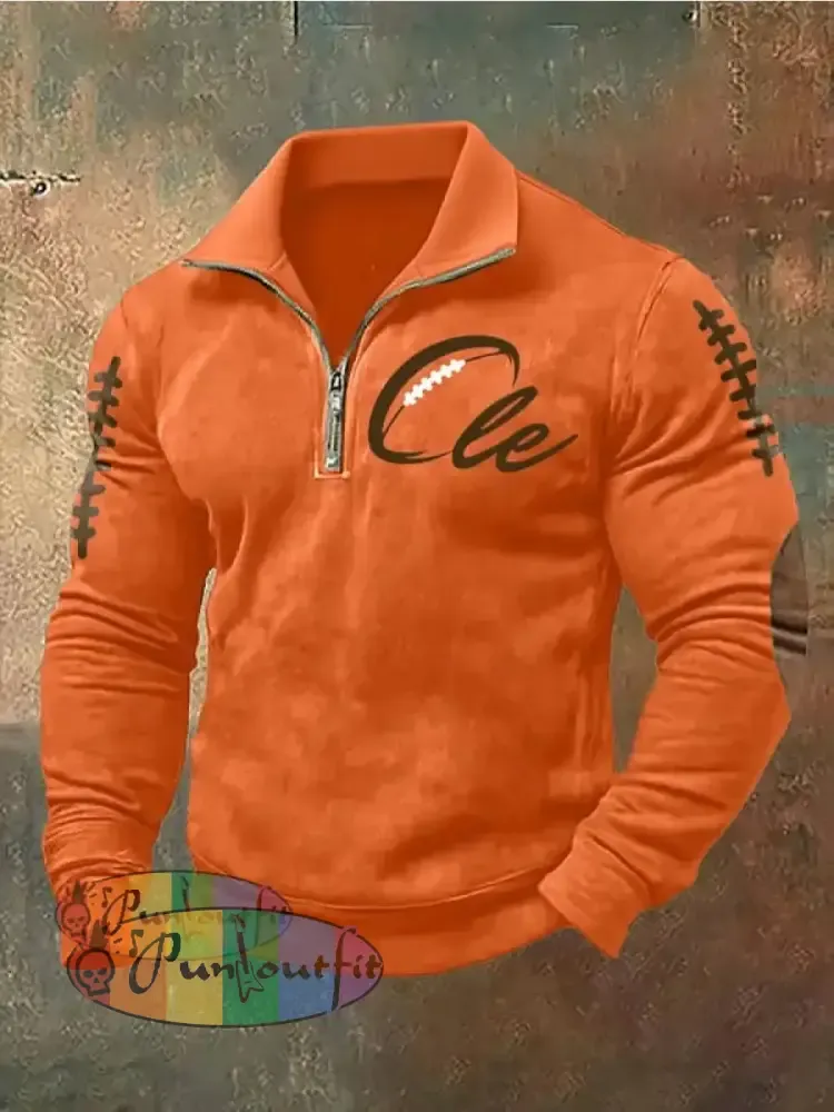 Men’sFootball Fans Lovers Gameday Casual Tops Orange / S