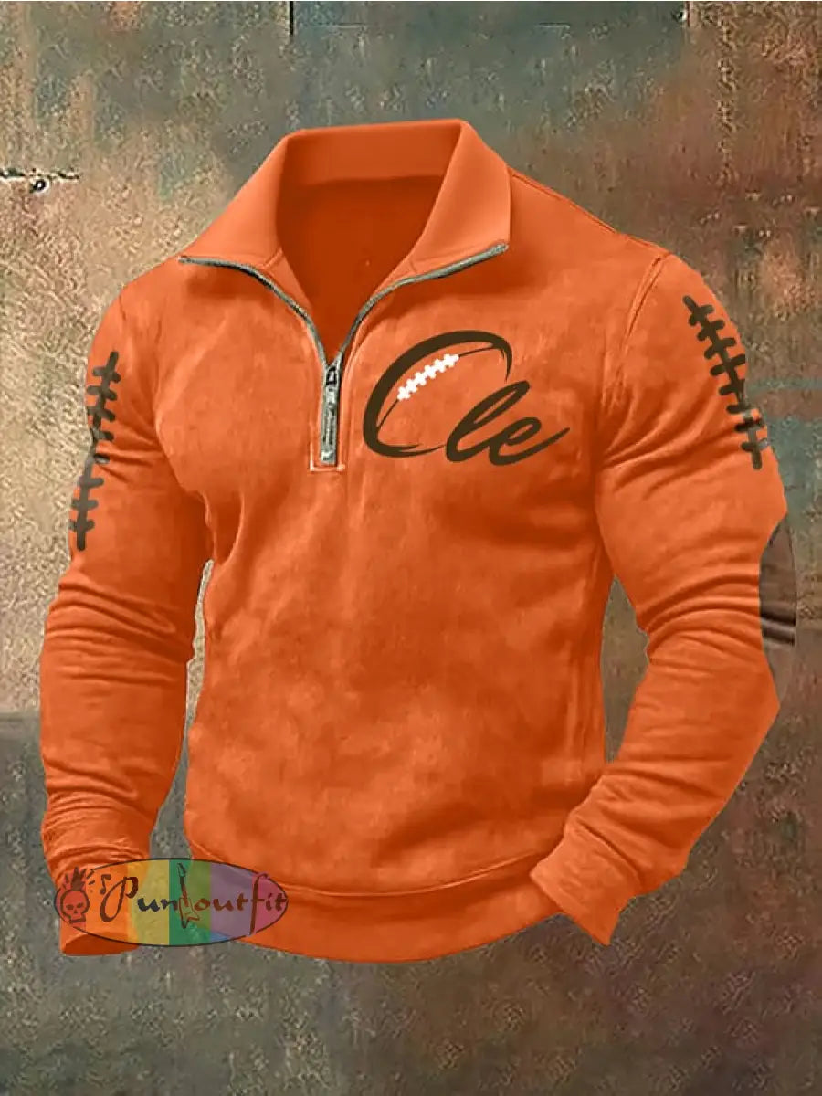 Men’sFootball Fans Lovers Gameday Casual Tops Orange / S