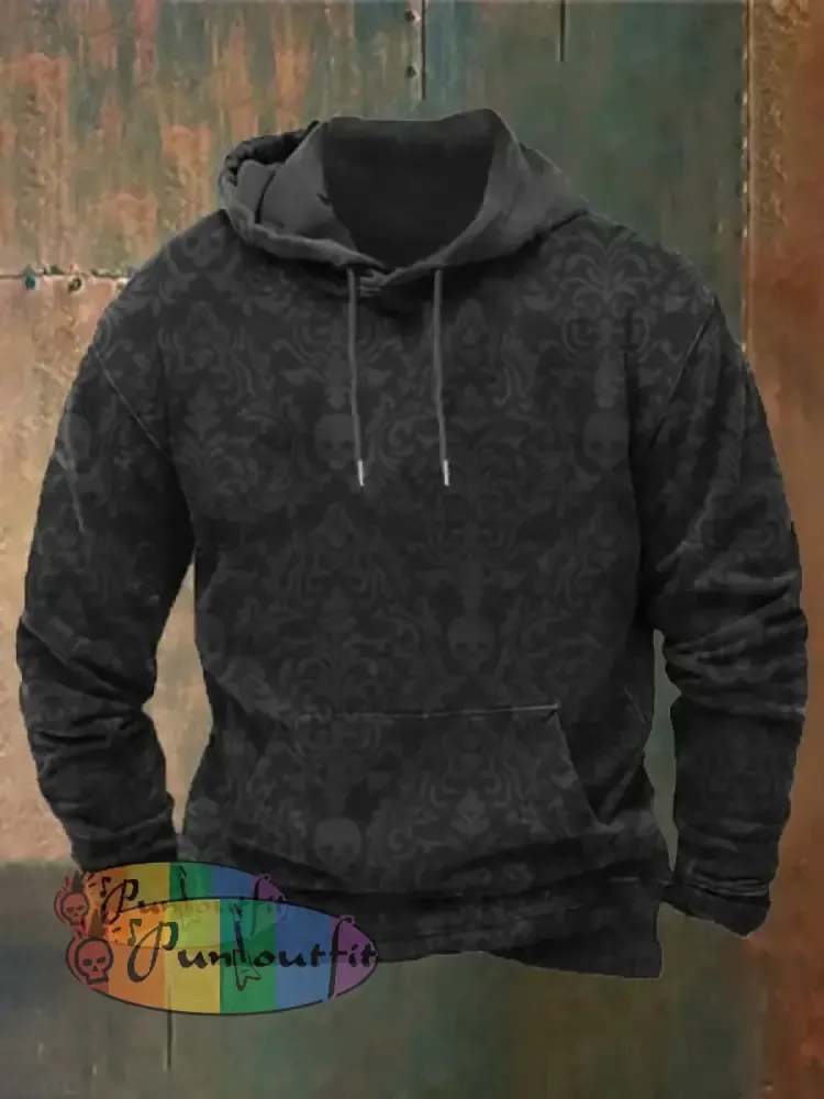 Outdoor Vintage Skull Print Hoodie As Shown / S Hoodies&Sweatshirts