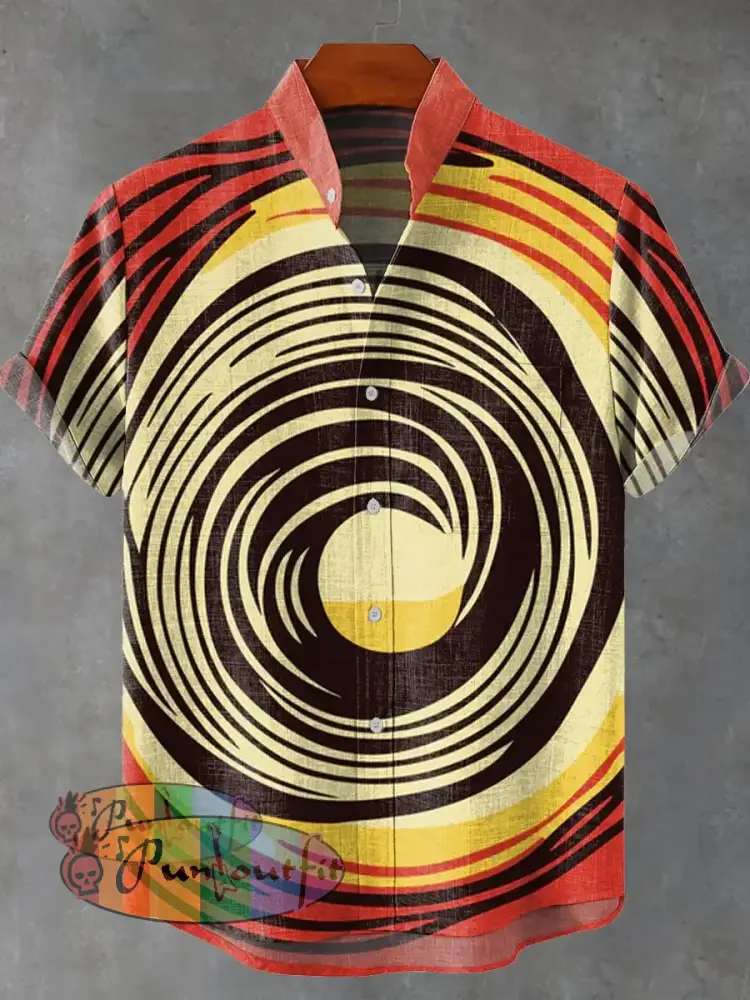 Retro Color Abstract Geometry Art Vintage Print Casual 100% Cotton Shirt Multicolor / S GEOMETRIC ART DESIGN