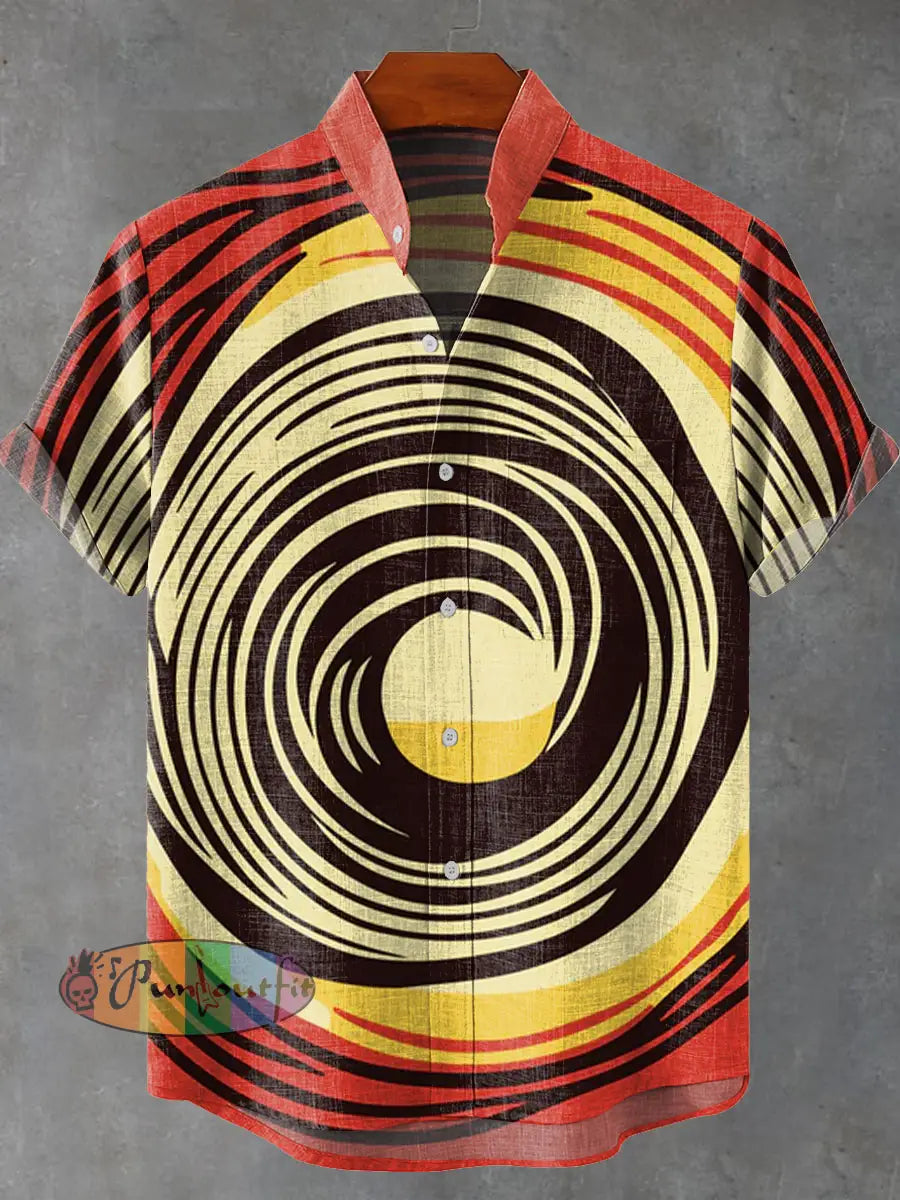 Retro Color Abstract Geometry Art Vintage Print Casual 100% Cotton Shirt Multicolor / S GEOMETRIC ART DESIGN