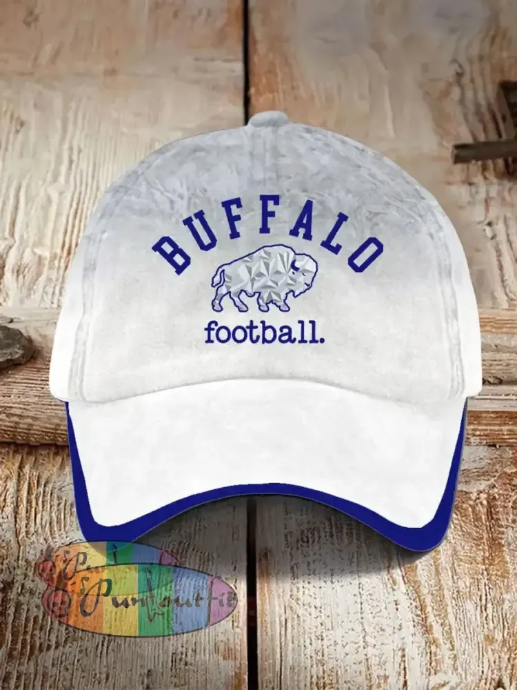 Unisex Buffalo Football Lover Print Hat White / ONE