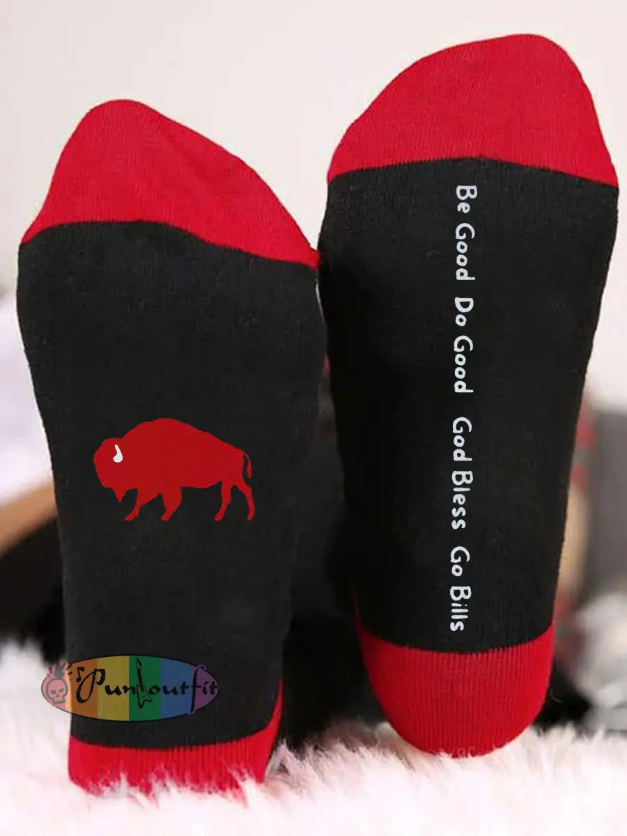 Unisex Buffalo Football Lover Printed Socks Red / ONE