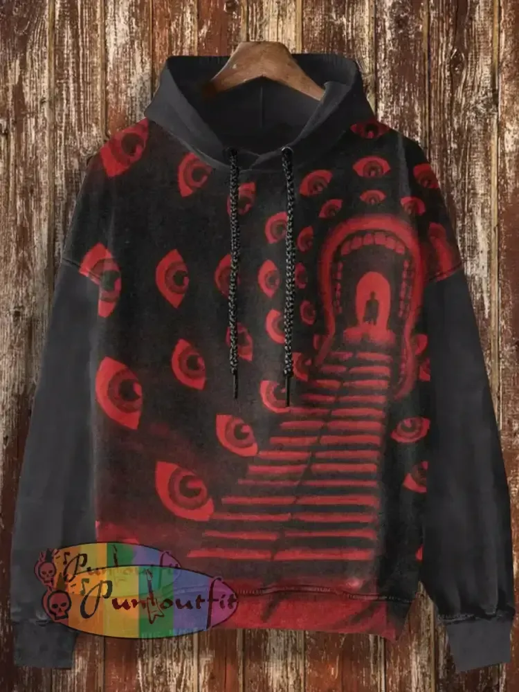 Unisex Devil’s Road Print Halloween Crew Neck Casual Sweatshirt Hooded / S