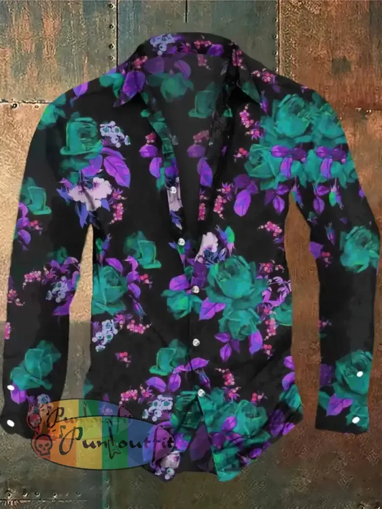 Unisex Fantasy Flowers Print Halloween Crew Neck Casual Sweatshirt Shirt / S