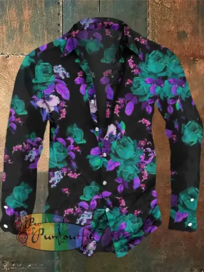 Unisex Fantasy Flowers Print Halloween Crew Neck Casual Sweatshirt Shirt / S
