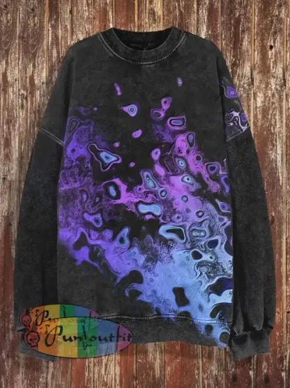Unisex Fantasy Print Halloween Crew Neck Casual Sweatshirt Black / S