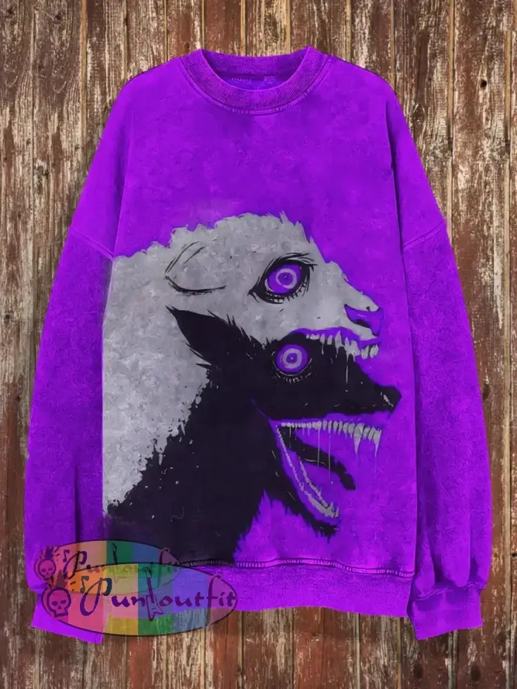 Unisex Fantasy Wolf Art Illustration Print Casual Cotton Short Sleeve T-Shirt Sweatshirt / S