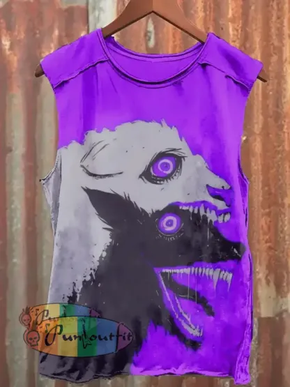 Unisex Fantasy Wolf Art Illustration Print Casual Cotton Short Sleeve T-Shirt Tank Top / S