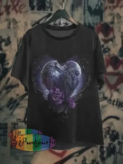 Unisex Love Raven Printed Casual T-Shirt As Picture / S