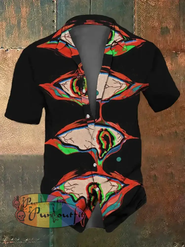 Unisex Monster Eye Print Halloween Crew Neck Casual Sweatshirt Short Sleeve Shirt / S